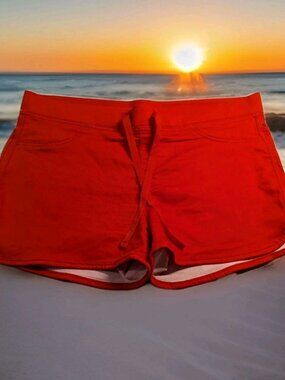 No Boundaries Mid Rise Women's Shorts-Radiant Red-XL